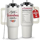Valentine Gifts for Grandma - Best Grandma Ever Tumbler 40Oz, Grandmother Coffee Mugs, Gifts Ideas for Grandmas, Grammy, Granny, Nana, Gigi, Mimi, Mamaw - Grandmother Birthday Gift, Grammy Cup