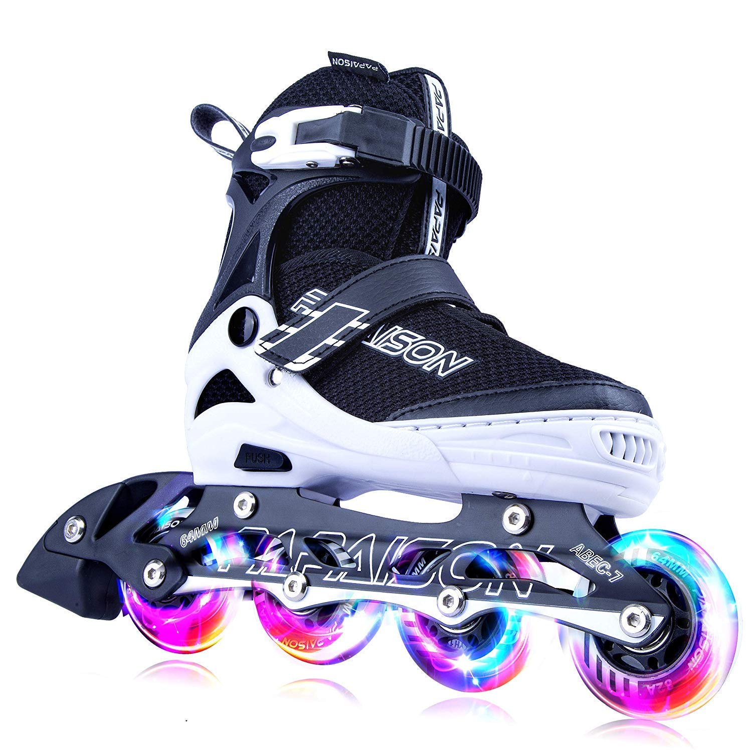 PAPAISON Adjustable Inline Skates for Kids and Adults with Full Light Up Wheels, Outdoor Blades Roller Skates for Girls and Boys, Men and Women