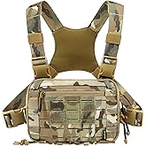 Tactical Chest Pack EDC Chest Bag 2L Utility Molle Chest Rig Pouch with CCW Compartment Adjustable Strap Outdoor