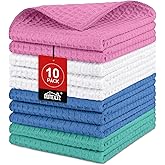 HOMEXCEL Multicolor Waffle Washcloths Towels 10 Pack, Premium Microfiber Face Towels, Ultra Soft, Lightweight Highly Absorbent Quick Dry Washcloths for Bathroom, Gym, Shower 12 x 12 Inch