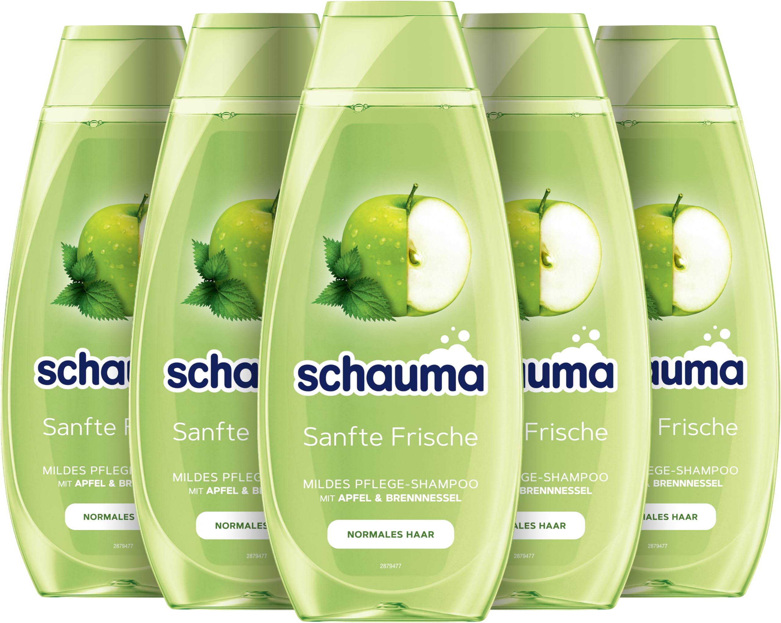 Schauma Schwarzkopf Mild Care Shampoo Gentle Freshness (5 x 400 ml), Hair Shampoo Cleanses Thoroughly Nourishes & Refreshes, Shampoo for Normal Hair, with Apple & Nettle Extract