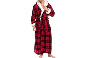 Alexander Del Rossa Plush Mens Robe with Hood, Hooded Big and Tall Robes for Men, Sherpa Fleece Bathrobe
