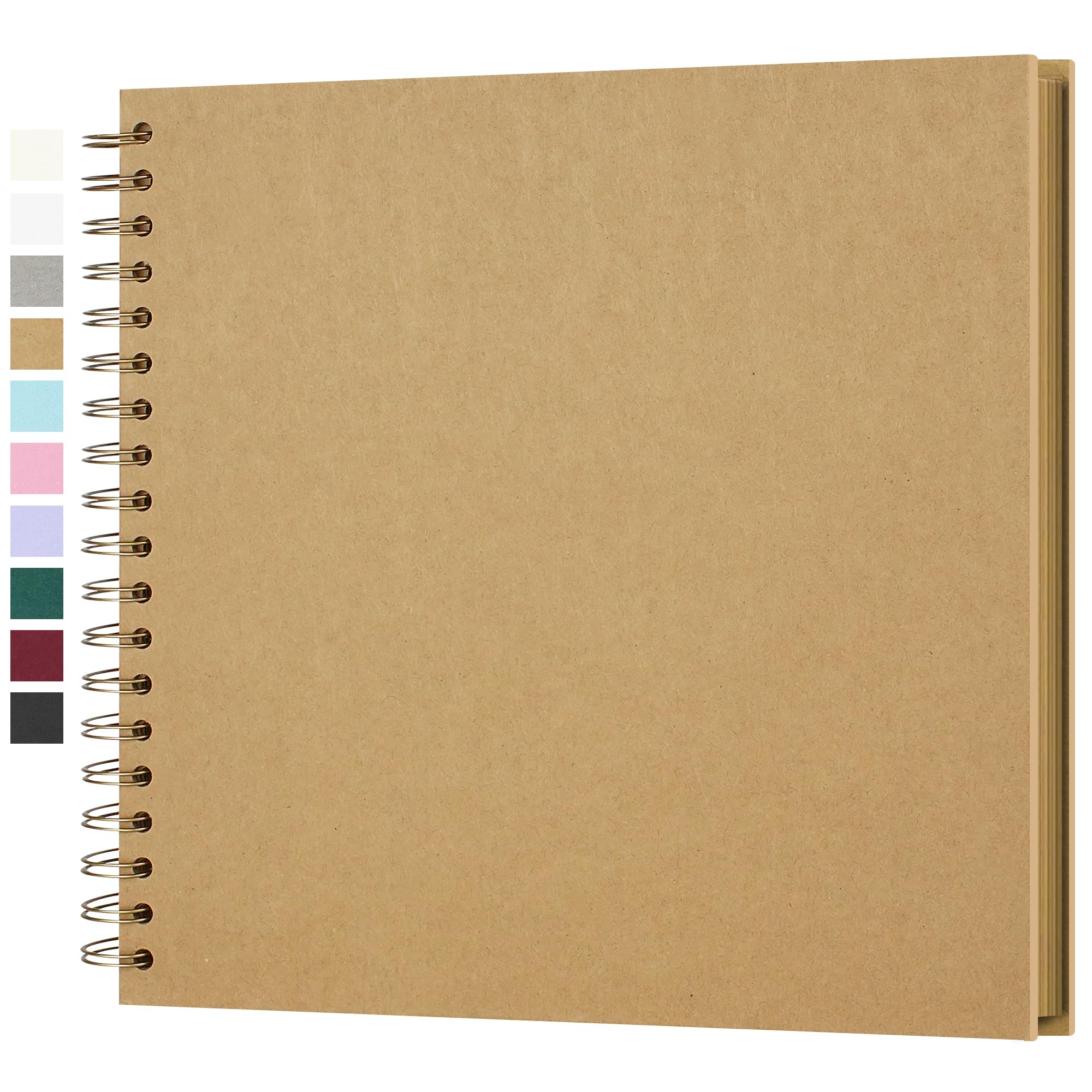 Yopih DIY Scrapbook Album 25.5x25.5 cm Hardcover Kraft Paper Scrap Book with 20 Sheets Memory Book for Family and Wedding Photography, Brown