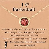 Soccer Softball Volleyball Basketball Baseball Necklace Gifts for Girls Players Team Lovers Daughter Granddaughter Niece Birthday Christmas Graduation Valentines Day Gifts, Women Sports Accessories