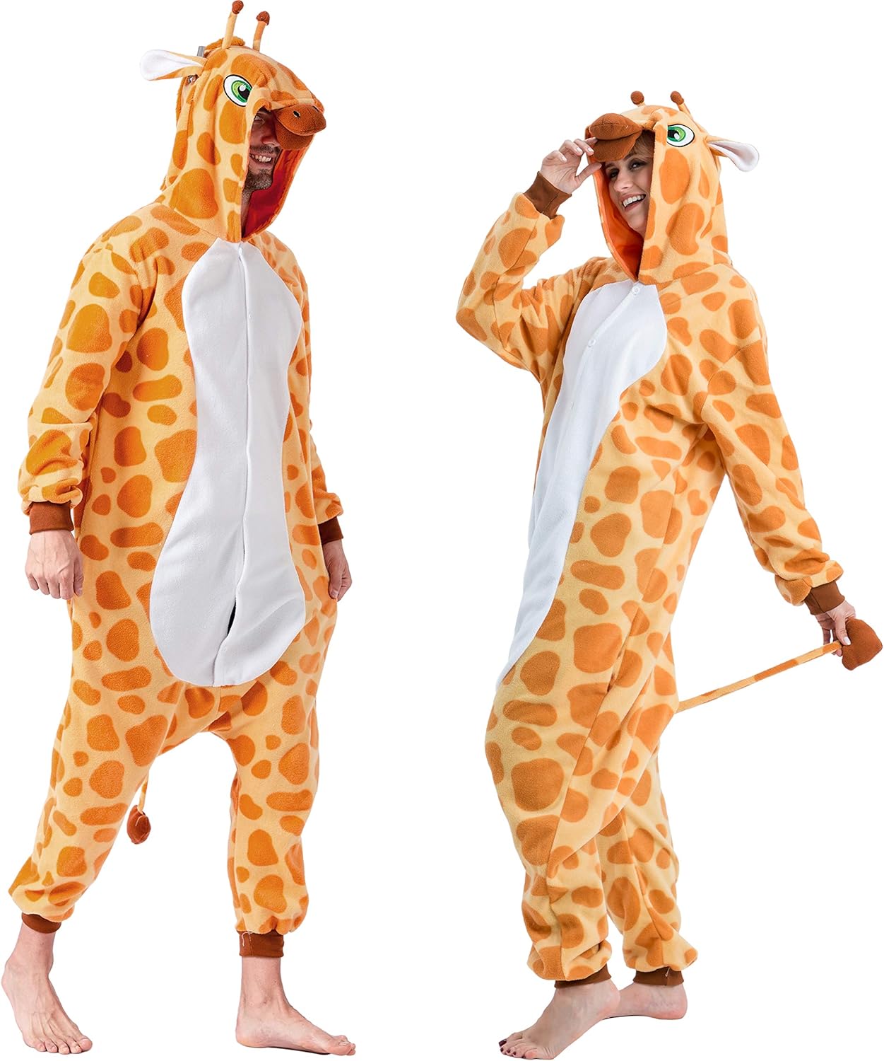 Spooktacular Creations Unisex Adult Giraffe jumpsuit jumpsuit Plush Giraffe Costume with Hat and Tail for Dress Up Party Role Playing Themed Parties Halloween Costume (M) - Image 3