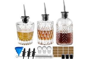 INFTYLE Syrup Bottle Set of 3 - Syrup Dispenser with Leak-Proof Lids Pour Spout Ideal for Coffee Syrups,Honey,Condiments,Oliv