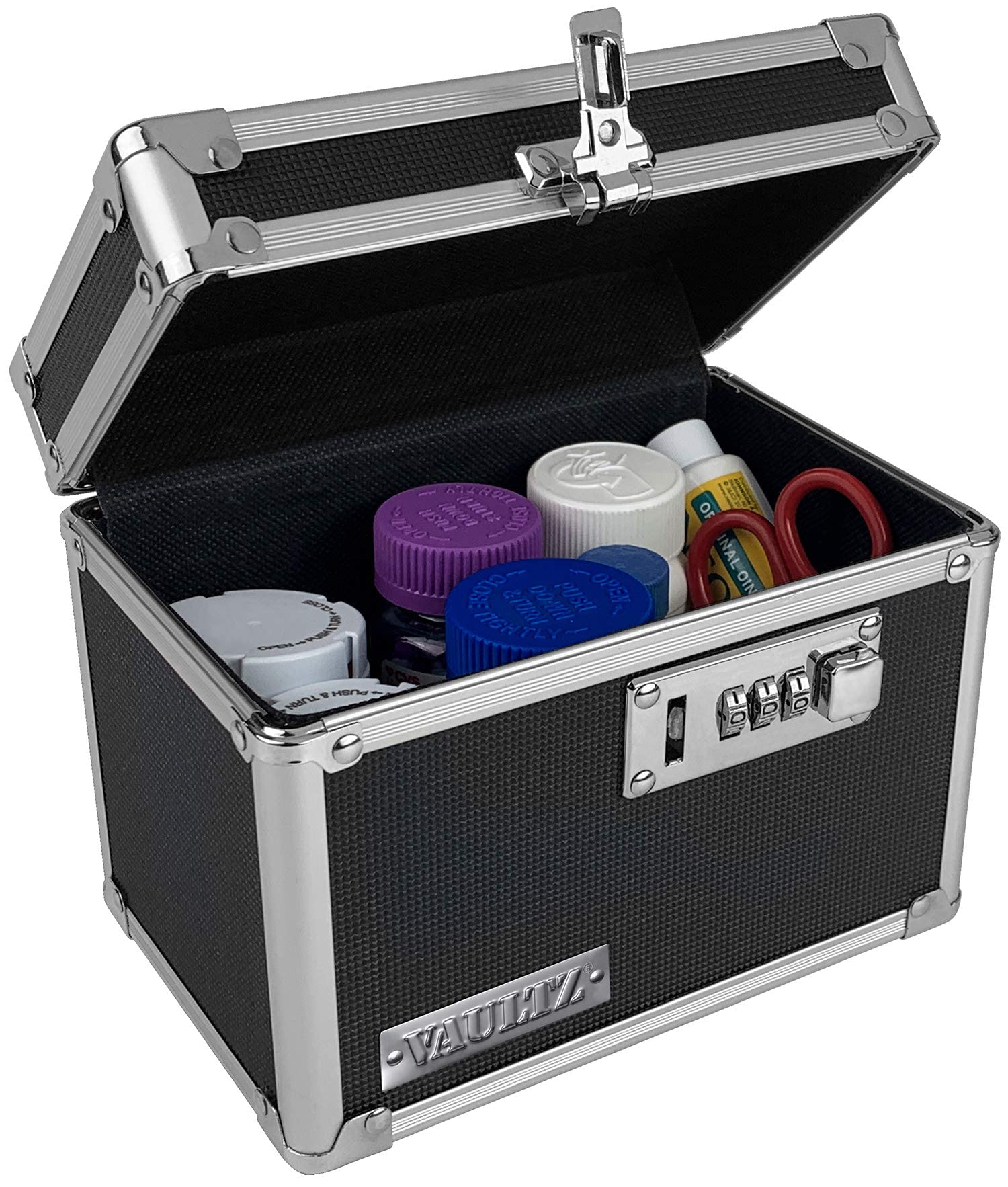 Photo 1 of **Combination lock is locked**Vaultz Medicine Lock Box - 5 x 7 x 5 Inches - Secure Cabinet Safe with Combination Lock - Ideal for Medications and Small Valuables - Black