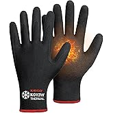 KAYGO 3 Pairs Winter Work Gloves for Men and Women, Thermal Insulated Safety Work Gloves Nitrile Coated, Super Grip on Palm & Fingers, Ideal for Freezer Work, KG12W Black, L