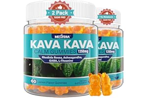 NEXTDIA Kava Kava Gummies, Sugar Free Calm Gummies w/Rhodiola Rosea, Ashwagandha, L-Theanine, GABA, Melatonin-Free Kava Blend for Relaxation, Calm and Focus - Alternative to Kava Powder Capsules, Vegan 120 Ct
