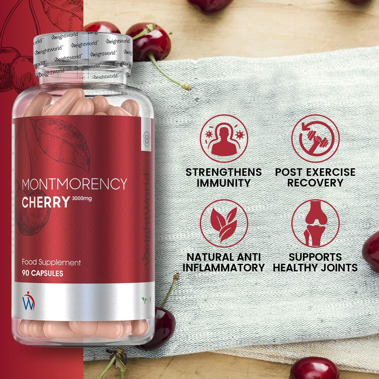 Montmorency Cherry Capsules 6000mg, 180 Tart Cherry Capsules, 3 Months Supply, Vegan-Friendly - Image 3