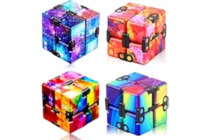 LANTIANCHEN 4 Pack Infinity Cube Fidget Toy, Fidgeting Game for Adults, Cool Mini Gadget Best for Stress and Anxiety Relief and Kill Time for ADD/ADHD/OCD B