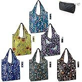 BeeGreen Aesthetic Tote Bags Flowering Shrub Gifts for Women Travel Floral Reusable Grocery Bags Shopping Bags Bulk 6 Pack 50LBS X-Large Foldable-Machine Washable