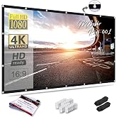 Mdbebbron 150 inch Projection Screen 16:9 Foldable Anti-Crease Portable Projector Movies Screen for Office Home Theater Indoor Outdoor Support Double Sided Projection