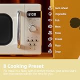 COMFEE' Retro 800W 20L Microwave Oven with 8 Auto Menus - Apricot Cream view 4