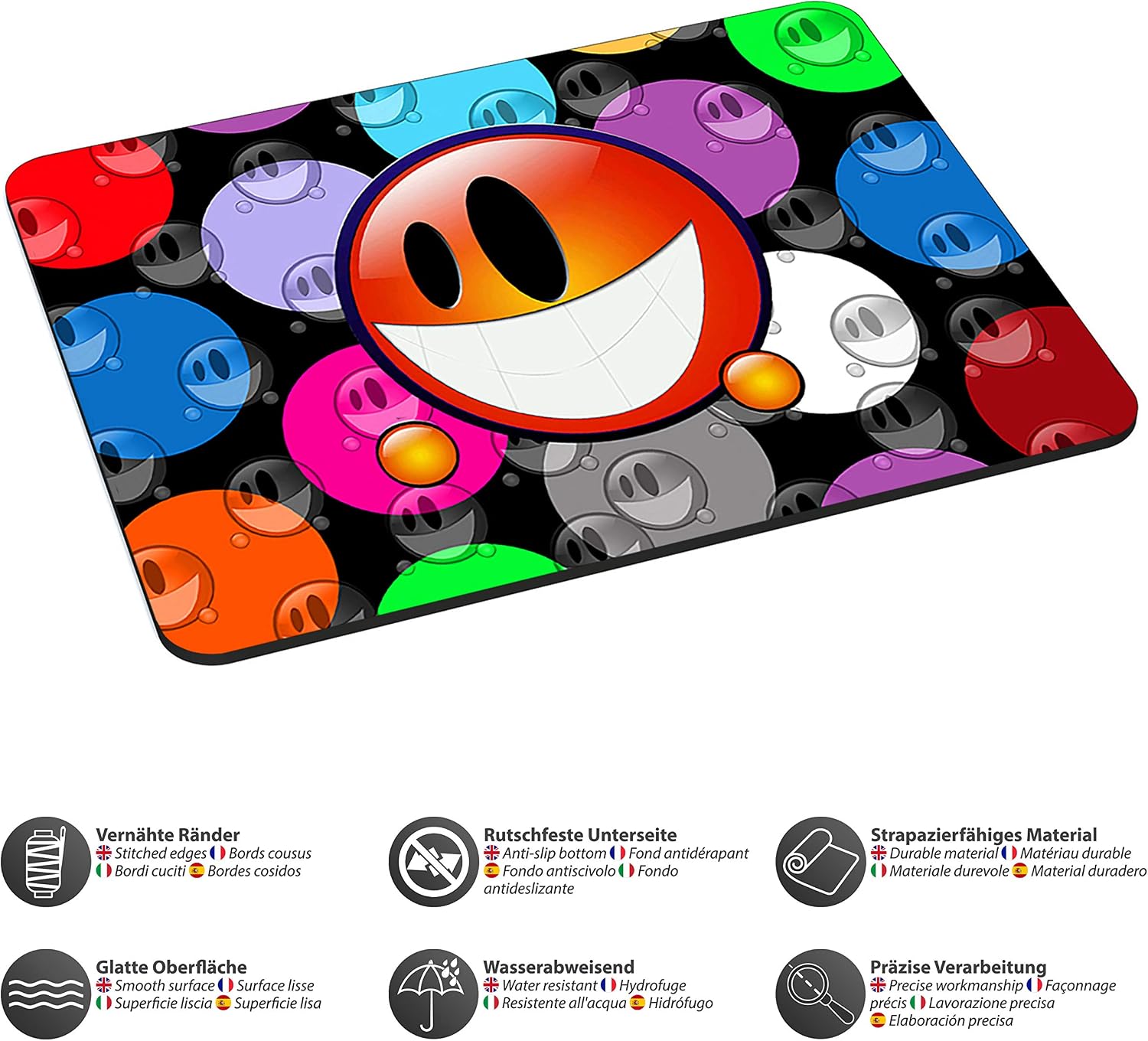 Pedea Neoprene Orange Smiley Design Mouse Mat, 22 x 18 cm - Image 4