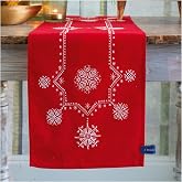 Vervaco Stamped Cross Stitch Table Runner Kit for Christmas Snowflake Aesthetic Holiday Embroidery Set ca. 12" x 42" DIY Home Decor Art and Craft Supply Creative Gift for Crafters