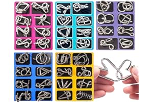 Metal Brain Teaser Puzzles, 40 Pieces Wire Jigsaw Puzzle for Adults & Kids, Mind Test Educational Test Toys, Brains Teasers f