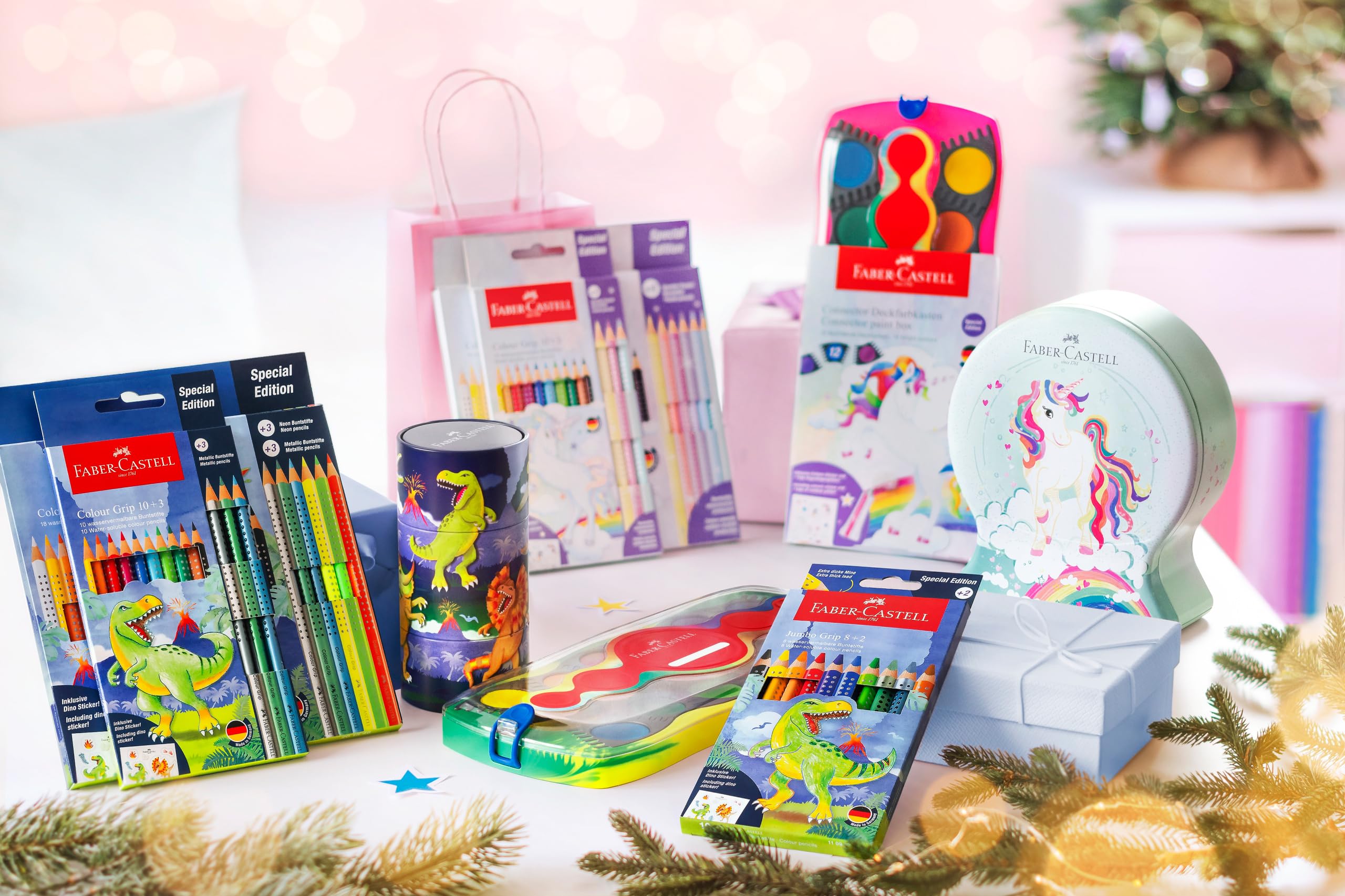 FABER-CASTELL 201545 - Buntstifte Set Dino, 13-teilig, bruchsicher, inkl. 3 Metallic Stifte und Dino Sticker 6