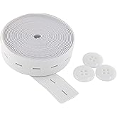Flat Sewing Band Spool with Buttonholes, Elastic Stretchable, Ideal for DIY Waistbands and Necklines (White, 3/4 inch &times; 3 Yards)
