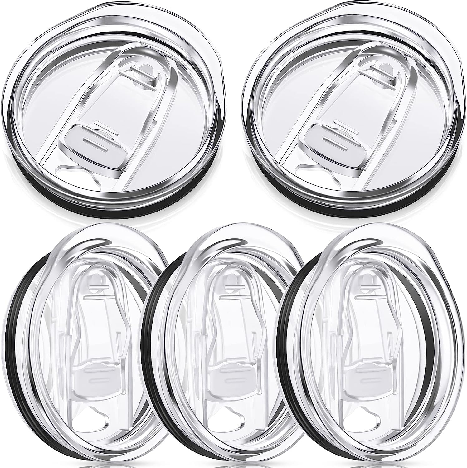Photo 1 of 20 oz Skinny Replacement Lids Tumbler Replacement Lids Plastic Splash Resistant Covers Spill Proof Skinny Cup Covers for Mouth Cooler Cup (Clear, 5 Pack)