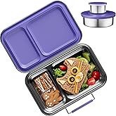 AOHEA Stainless Steel Lunch Box for Kids, Leak Proof Bento Lunch Box BPA Free 304 Stainless Steel Bento Box Stainless Bento Box with Containers for School and Office(Purple)