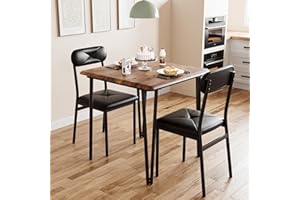 IDEALHOUSE Dining Table for 2, Small Table and Chairs Set of 2, Square Dinette Set for 2, Dinner Table Set, 3 Piece Kitchen & Dining Room Sets for Small Space, Apartment, Home Office, Rustic Brown