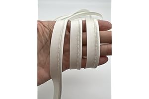 PEPPERLONELY 5 Yards 12mm (1/2 Inch) Polyester Satin Bias Piping Type, Bias Type with Cord, Piping Trim with Cord, Lip Cord Trim for Sewing Clothing Upholstery Trimming - Ivory