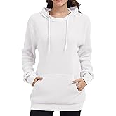 HeJoy Womens Hoodie Sweatshirt Loose Fit Crew Neck Pullover Sweater with Pocket Ribbed Cuffs Fall Tops