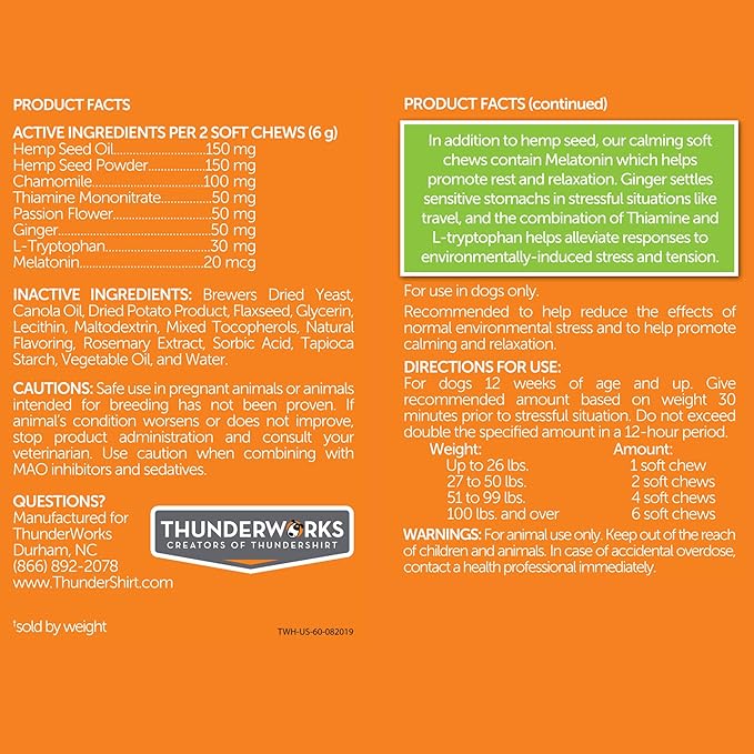thunderwunders hemp calming dog chews