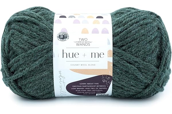 Lion Brand Yarn, Hue + Me Chunky Yarn for Crocheting, Knitting, and Crafts, Juniper, 1 Pack
