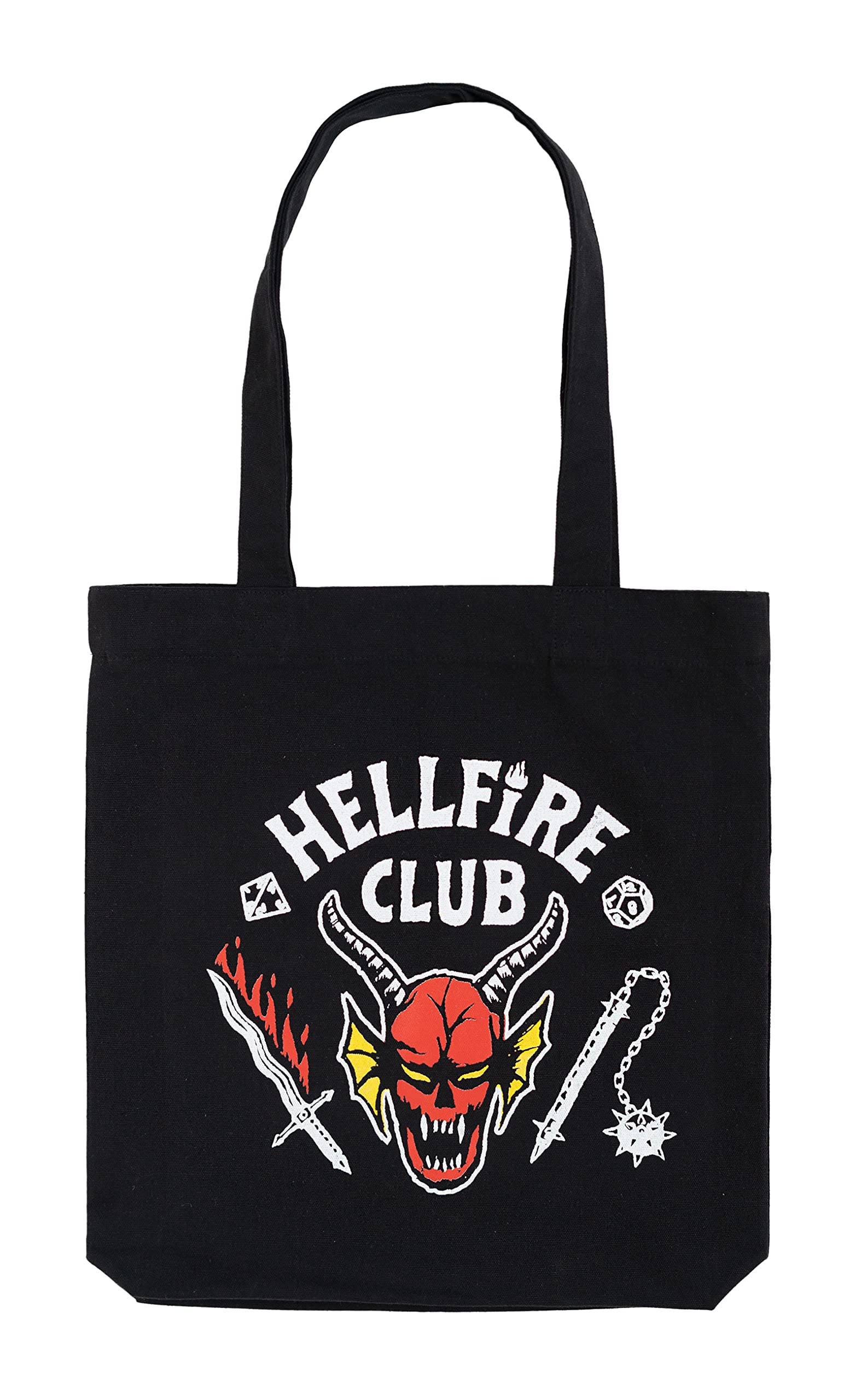 Grupo Erik Stranger Things Hellfire Club Cotton Tote Bag - Cotton Shopping Bag - 14x15x4 inches | 37x39x10 cm - Canvas Bag - Cotton Bag - Gift Bag - Stranger Things Merchandise - Eco Friendly Gifts