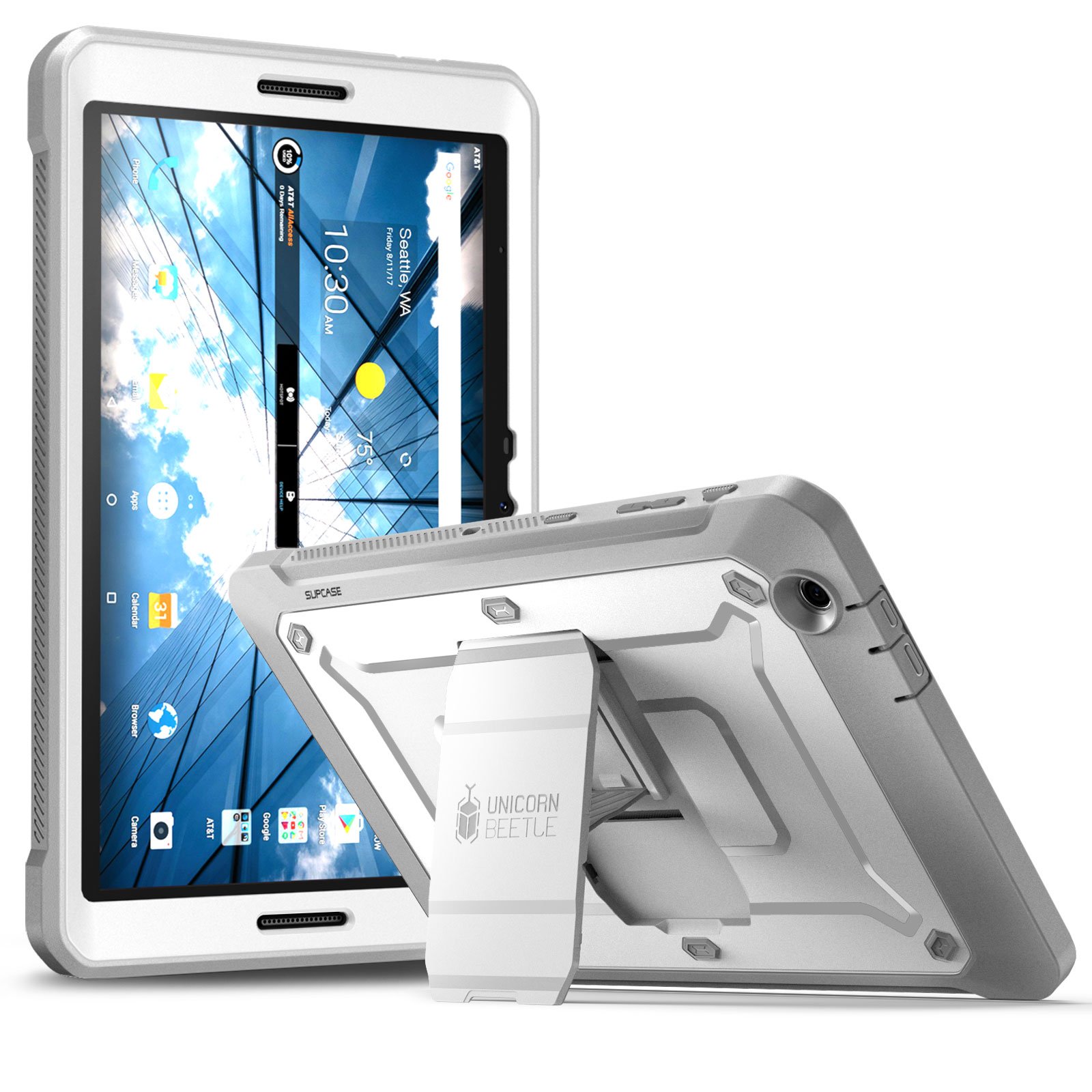 AT&T Primetime Tablet Case, SUPCASE [Heavy Duty] [Unicorn Beetle PRO Series] Full-Body Rugged Protective Case with Built-in Screen Protector for AT&T/ZTE K92 Primetime 2017 (White)