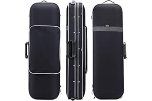 adm Violin Case 4/4 Full Size Sturdy Oblong Violin Hard Case Super Lightweight Portable Hard-Shell with Carrying Straps Travel Carrying Bag for Beginners, Black