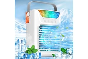 GOFOIT Portable Air Conditioners Fan, 2024 Upgraded Mini Air Conditioners Evaporative Air Cooler with 3 Cool Mist & Speeds, 3 Timer 7 Color Led, Small Air Conditioner Portable for Room Office Camping Car