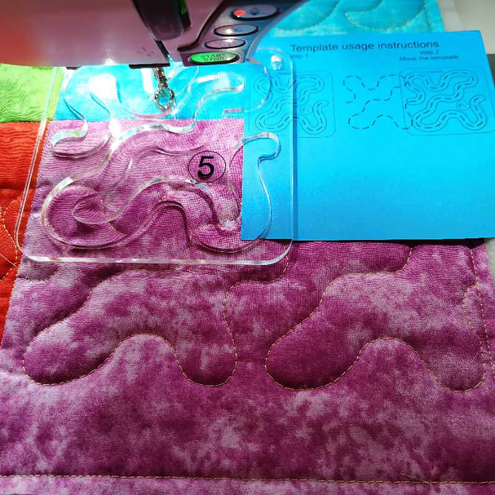 NC Meander Quilting Template Fits Inside FMQ Grip 5 - 3mm Acrylic Ruler