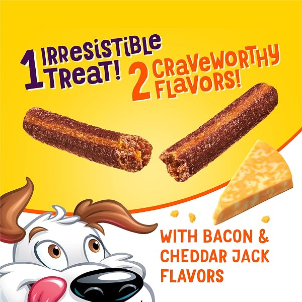 BEGGIN’ FLAVOR STIX TREATS FOR DOGS WITH BACON AND CHEDDAR JACK FLAVOR – 25 OZ. POUCH