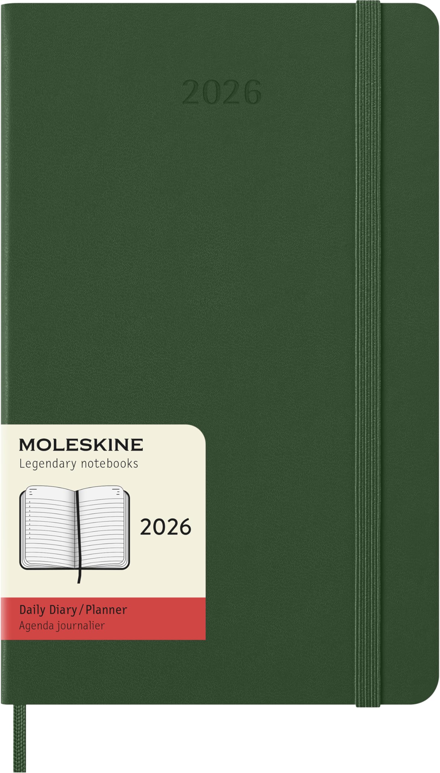 Moleskine Classic 12 Month 2026 Daily Planner, Hard Cover, Large (5″ x 8.25″), Myrtle Green, 400 pages