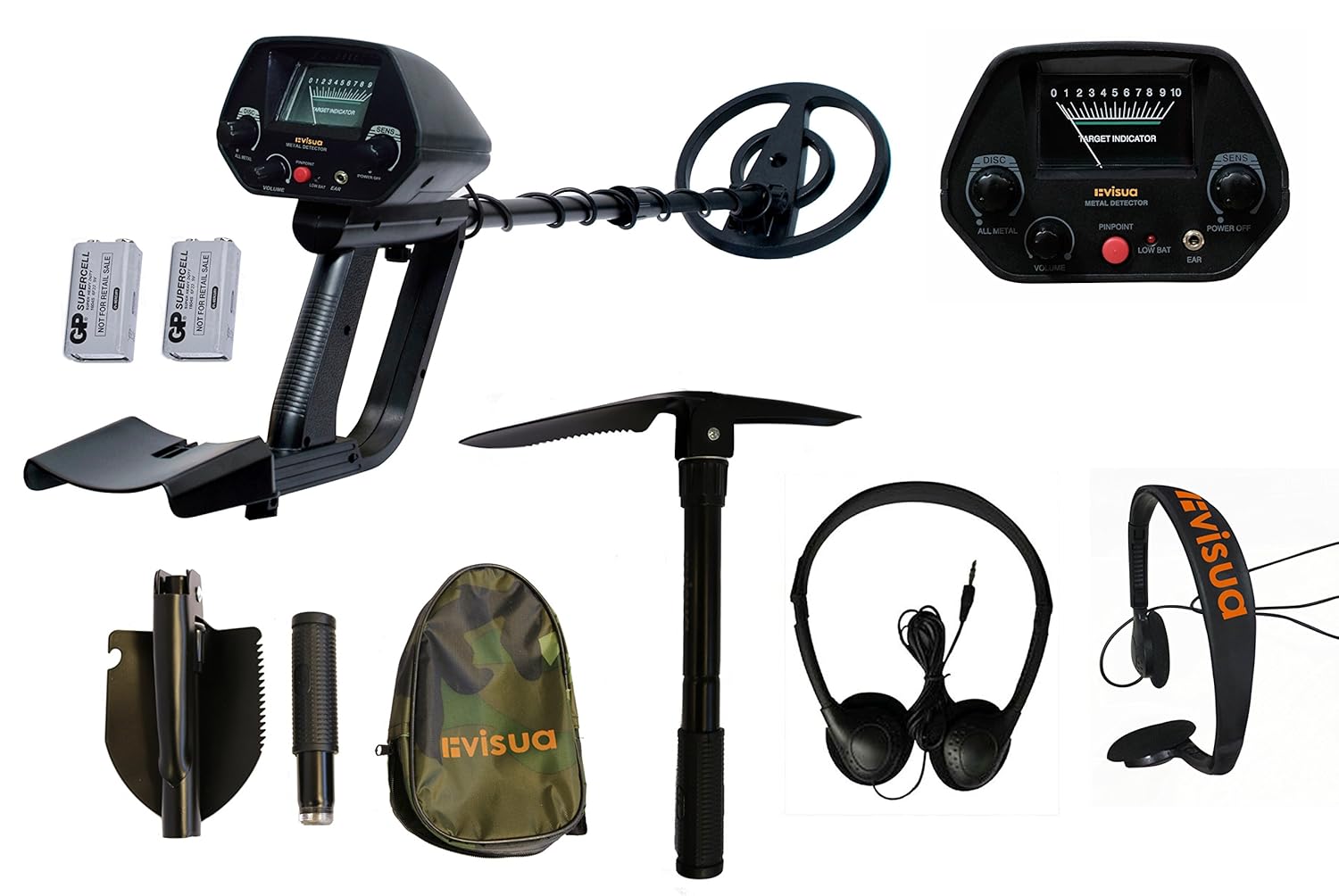 Visua – Detector de metales exigentes con construido función de precisión negro VSMD