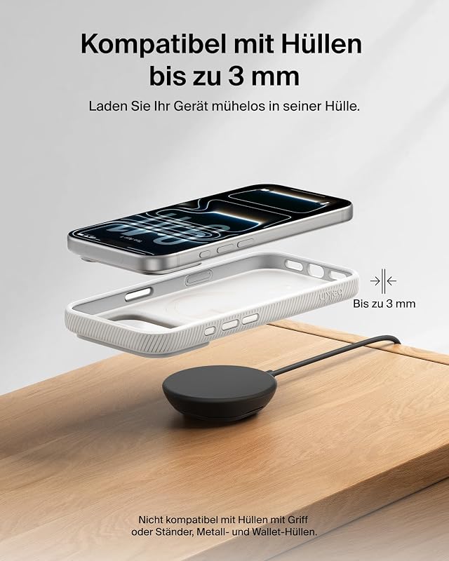UltraCharge Chargeur Magnétique Qi2 25 W, Chargeur Sans Fil Rapide, MagSafe Avec Technologie De Refroidissement Passive, Support Pour L'iPhone 17 (Tous Modèles), Pixelsnap, AirPods Pro - Noir