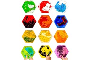 JUEOQOY Squishy Liquid Sensory Tiles for Kids – Soft Colorful Hexagonal Tactile Play Pads for Squeezing, Visual Tracking, Des