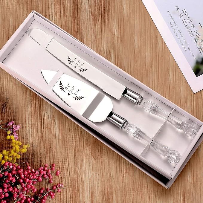 AW BRIDAL Personalized Wedding Cake Cutting Set Cake Knife 13.2 Inch
