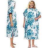 SUN CUBE Surf Poncho Changing Robe with Hood, Quick Dry Microfiber Wetsuit Changing Towel for Surfing Beach Swim Outdoor Sports Men, Absorbent Wearable Towel Cover Up with Pocket, Tie-Dye Blue