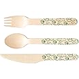 Perfect Stix-Sucre Shop Cactus Set-18 Wooden Cutlery Set with Cactus Themed Print (Pack of 18)