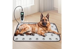 GOLOPET Large Dog Heating Pad 34x21in with Smart Thermostat Switch and Power Line Protection Tube,Obtained MET and UL Dual Certification,Waterproof Pet Heating pad, Suitable for Dogs of All Ages