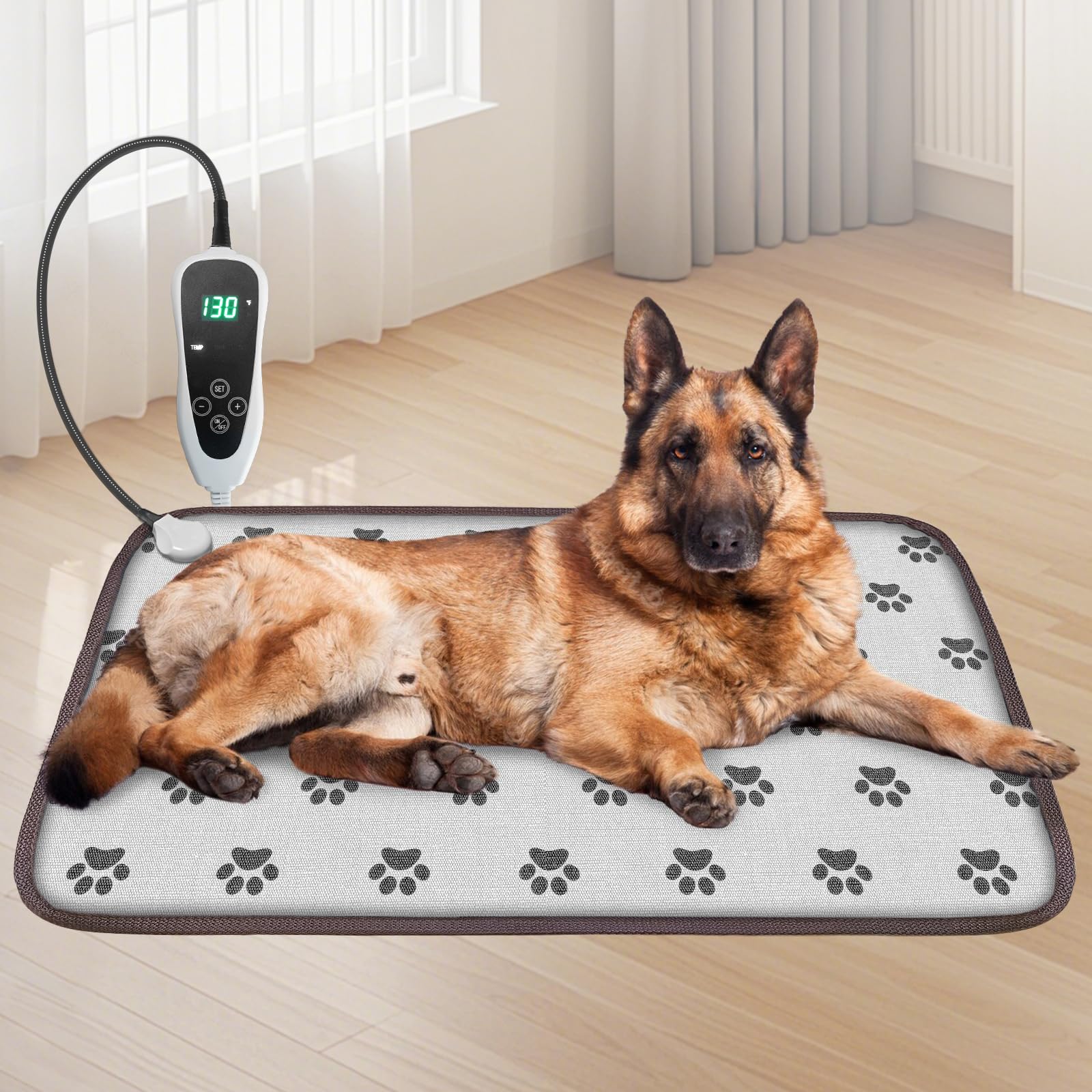 Photo 1 of GOLOPET Large Dog Heating Pad 34x21in with Smart Thermostat Switch and Power Line Protection Tube,Obtained MET and UL Dual Certification,Waterproof Pet Heating pad, Suitable for Dogs of All Ages