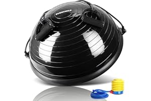 EVERYMILE Balance Ball Trainer with Resistance Bands & Pump Stability, 23.6 inch Yoga Exercise Ball for Home Gym Core Training Anti-Skid Surface