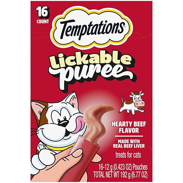 TEMPTATIONS CREAMY PUREE SQUEEZABLE LICKABLE CAT TREATS, WET...