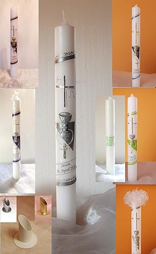 Taufkerze/Kommunionkerze,Konfirmationskerze' Kreuz,Kelch'-grün,blau,rot,rosa. Name,Datum**Junge Mädchen B076Z2QVKY