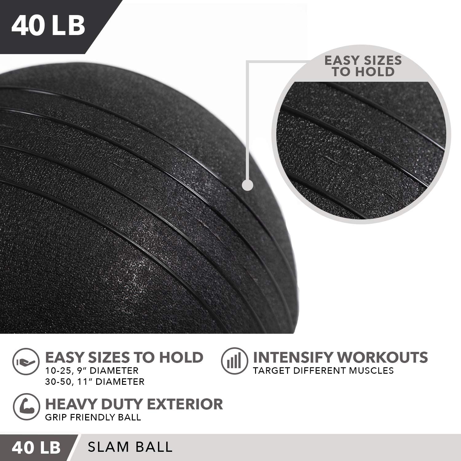 Weighted Slam Ball by Day 1 Fitness – 40 lbs - No Bounce Medicine Ball - Gym Equipment Accessories for High Intensity Exercise, Functional Strength Training, Cardio, CrossFit : Sports & Outdoors
