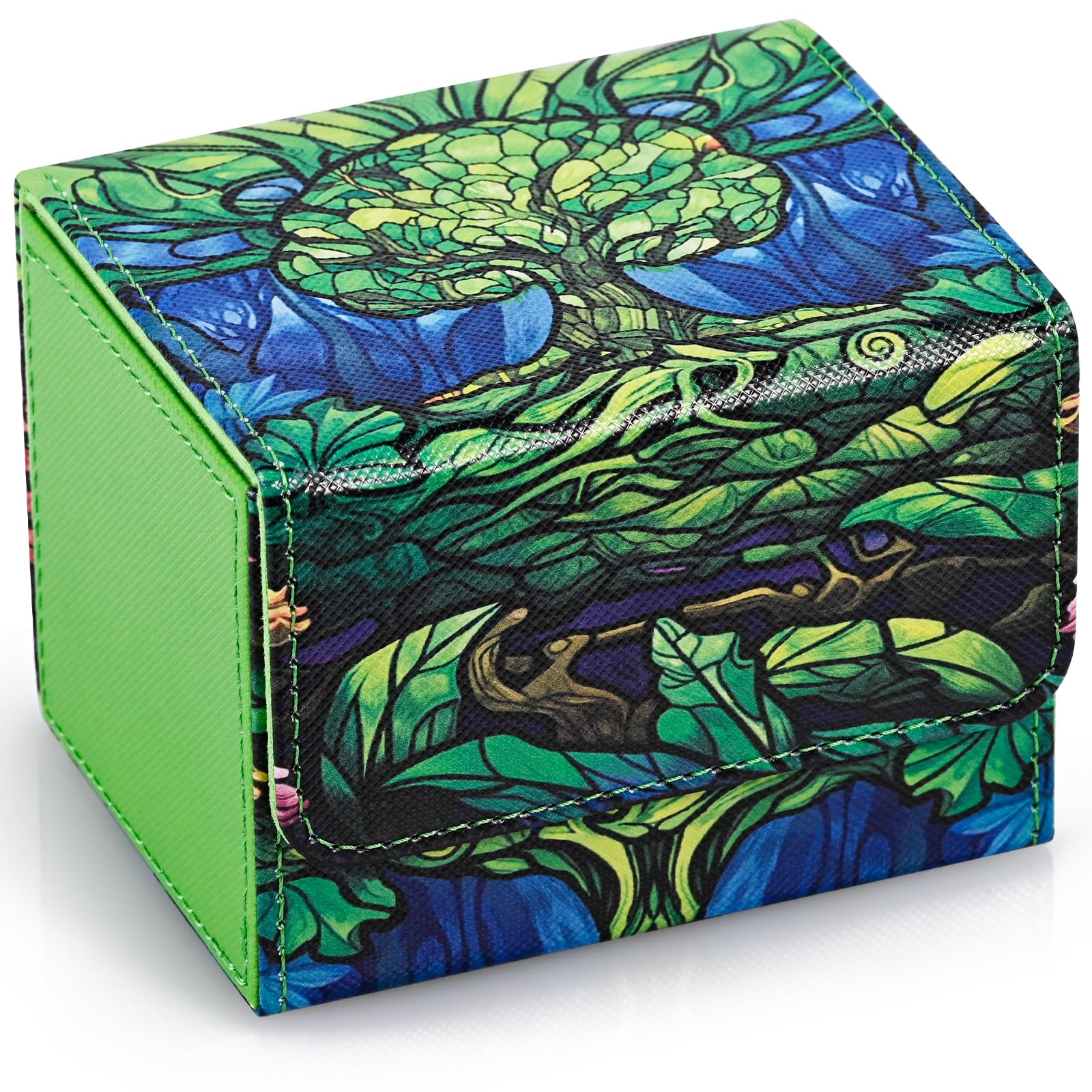 UAONO Deck Box for MTG Cards, PU Leather Card Storage Box Holds 120+ Sleeved Commander Deck with 2 Dividers